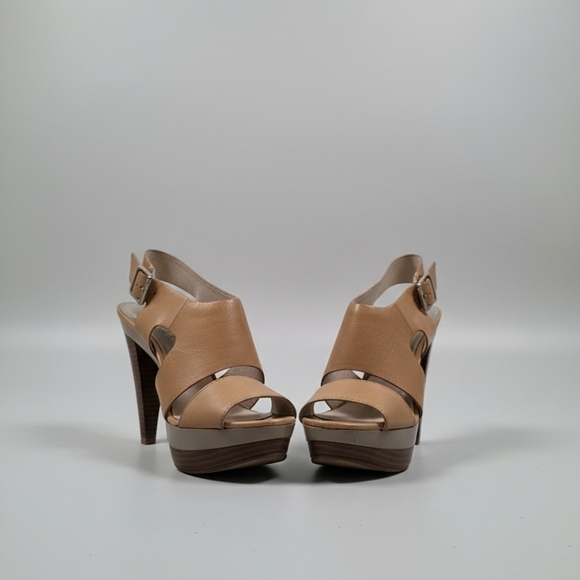 Michael Kors Shoes - Michael Kors Beige Tan Leather Platform Heels